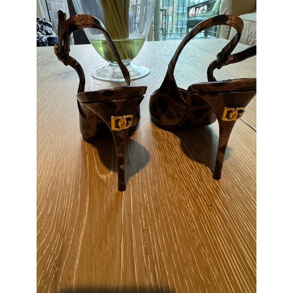 Dolce & Gabbana Leopard Print Pointed Toe Slingback Heels Womens Shoes Size 37 - Picture 5 of 7